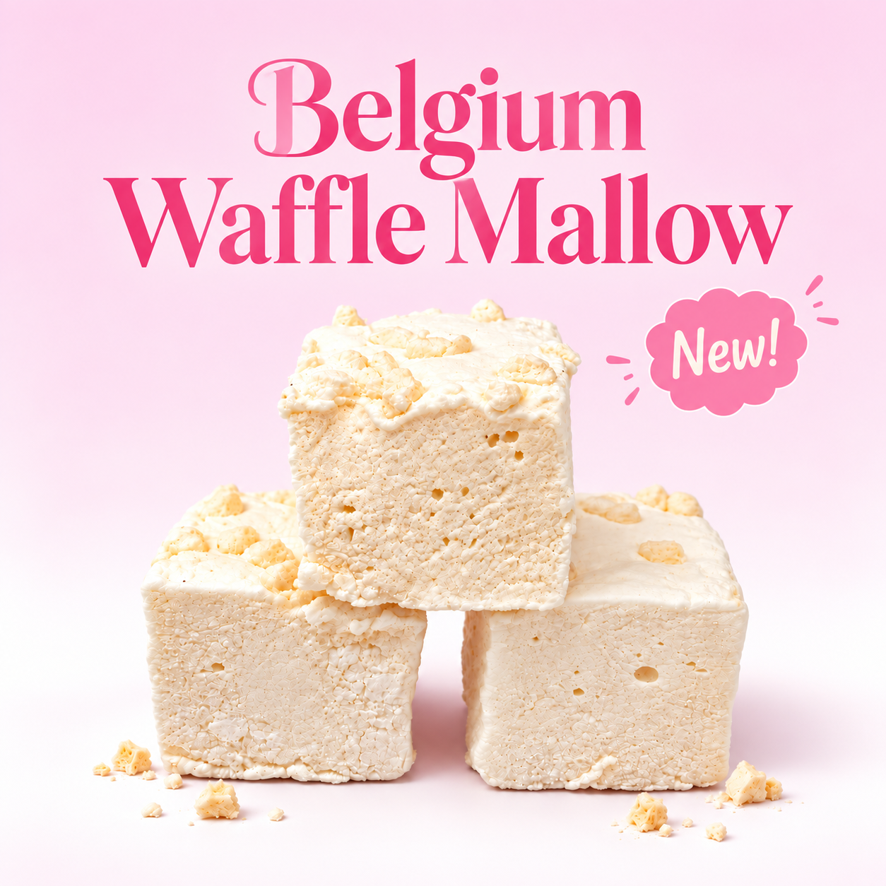 Belgium Waffle Mallows – Buttery Waffle, Vanilla & Caramel - Marshmallowstore.nl